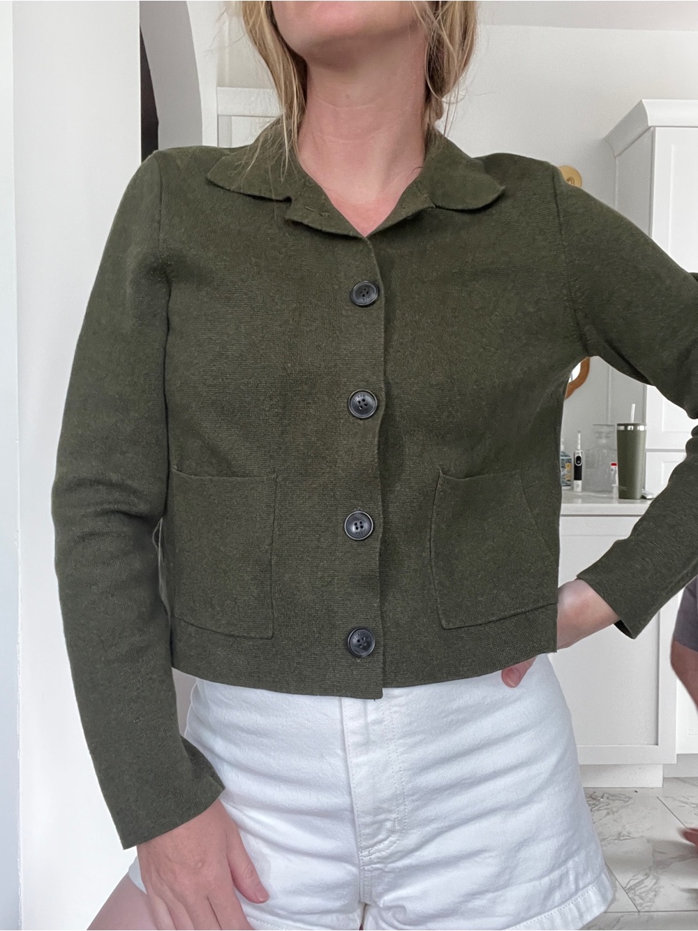 J. Crew Olive Green Button-Front Cardigan